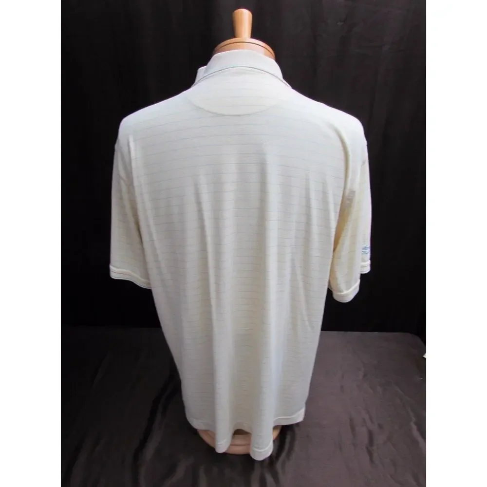 Nike Dri Fit men's size XL yellow w/ blue striped short sleeve shirt polo